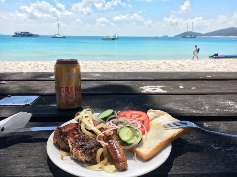 BBQ lunch with a view of Whitehaven Beach