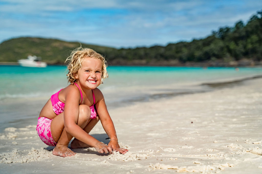 Family at Whitehaven Beach